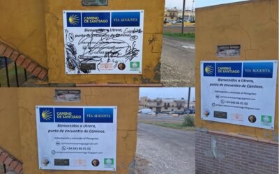 Vandalismo en señalética y cartel informativo a la entrada de Utrera por la Vía Augusta